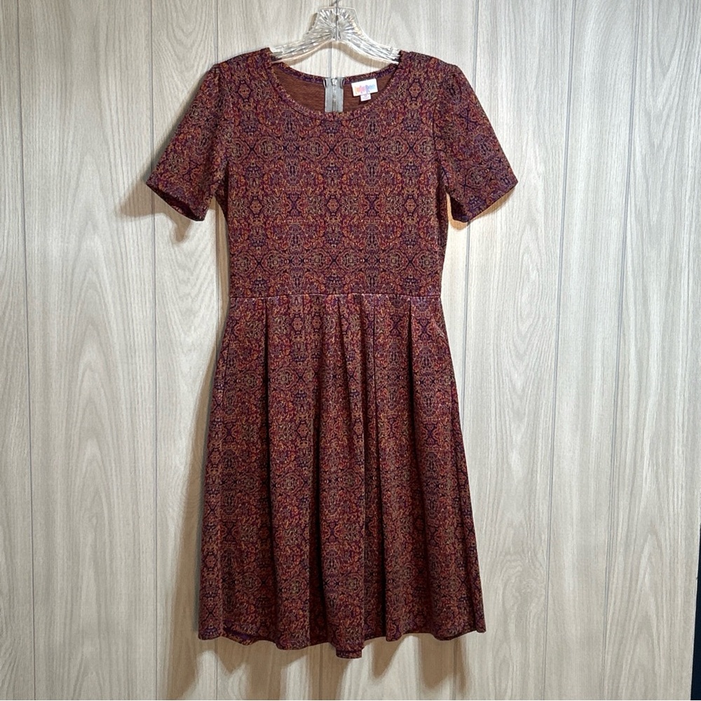 LuLaRoe Amelia A-line Dress Back Zipper and Hidden Pockets Size Medium